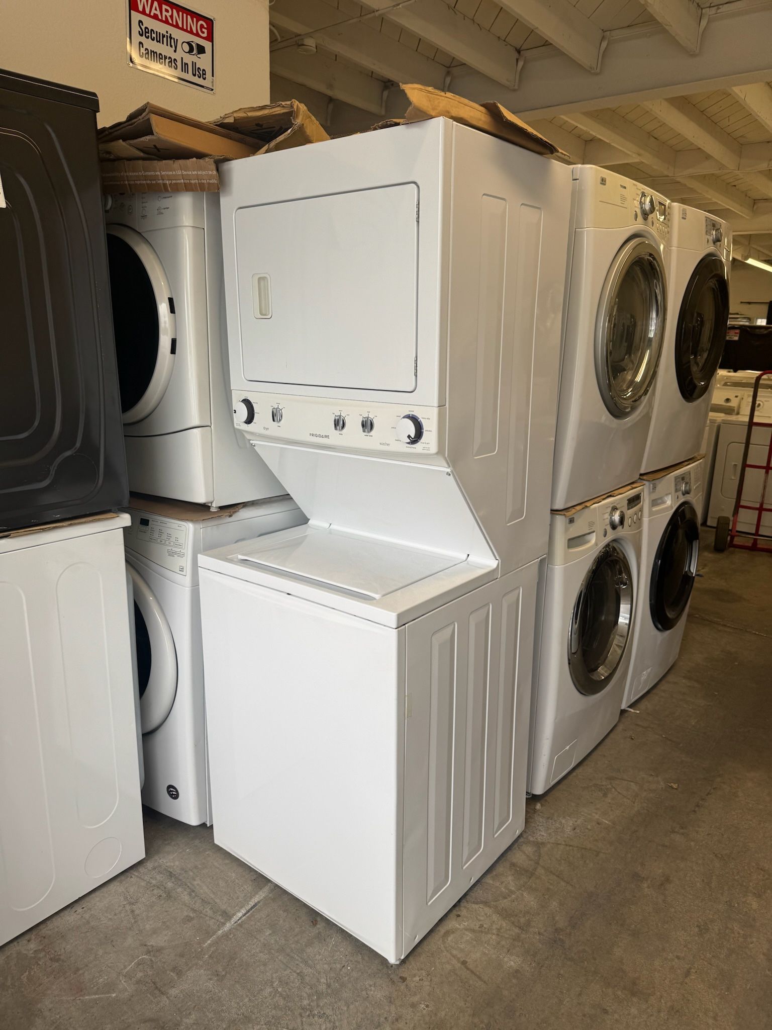 Used Frigidaire Stackable Washer and Gas Dryer 27in wide