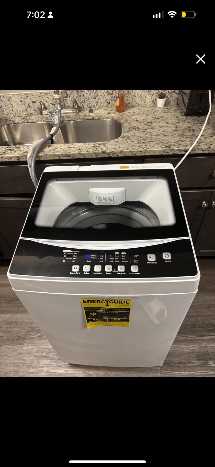BLACK+DECKER Small Portable Washer, Washing Machine for Household Use, Portable Washer 2.0 Cu. Ft. with 6 Cycles, Transparent Lid & LED Display