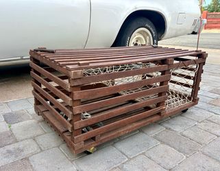 Unique Nautical Lobster Trap Coffee Table / Storage Chest on Casters – $95 FIRM