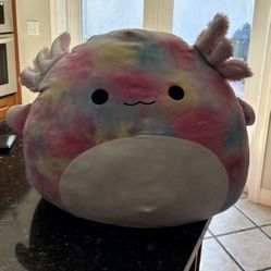 24” Jumbo Tinley Axolotl Squishmallow – Tie-Dye Pastel – Excellent Condition