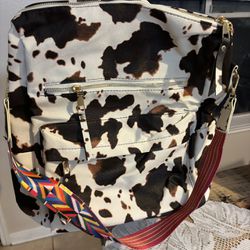 Cow Print Purse Backpack 