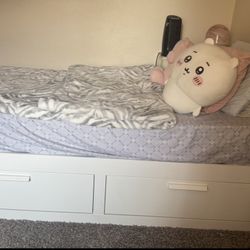 Twin Bed Frame with Storage & Trundle – Optional Mattress