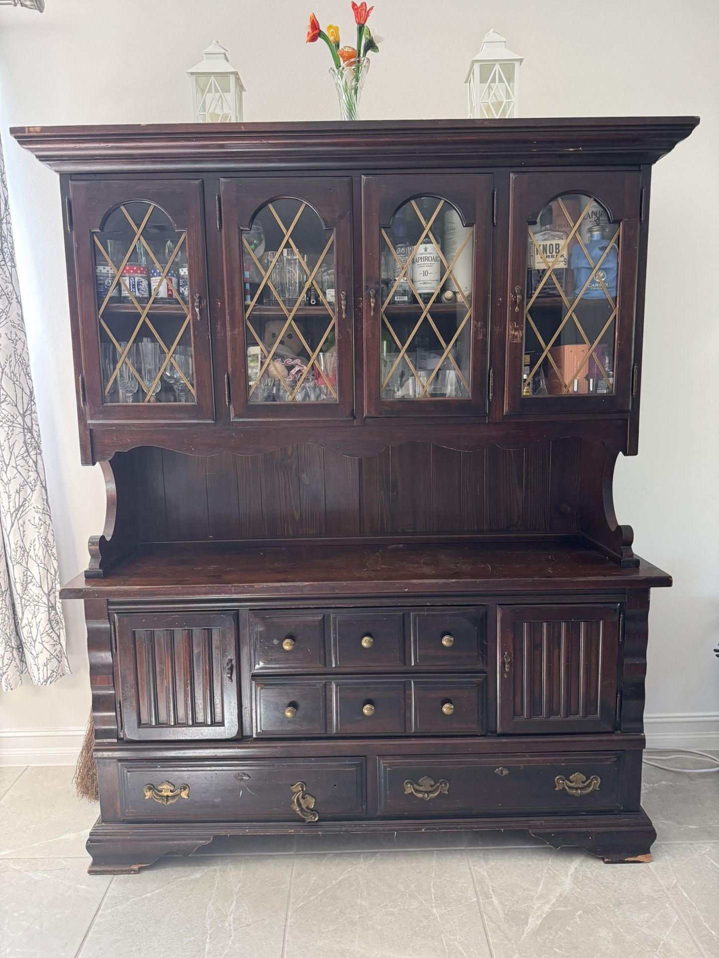 Vintage China Cabinet And Hutch