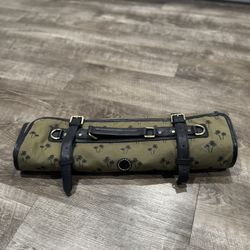 Aaron Leather Goods Genuine Leather Canvas Knife Roll Grey ( 29.5" X 19.7" )