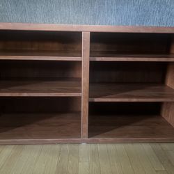 Brown Wood Low Bookcase Shelf Unit