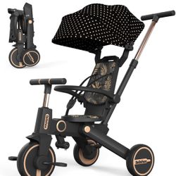 Tricycle Stroller for Toddler,Foldable Baby Tricycle,Kids Balance Bike with Push Handle,Toddlers Stroller Bike with 1 to 5 Years,7-in-1 Push Tricycle 