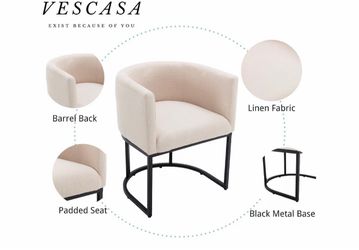 Cream Velvet Accent Chair – Modern Barrel Back Chair with Black Metal Legs