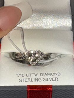 Diamond Heart Ring – Sterling Silver – Size 7