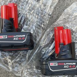 Milwaukee M12 12-Volt Lithium-Ion XC Extended Capacity Battery 2x Pack 4.0Ah  $99  New
