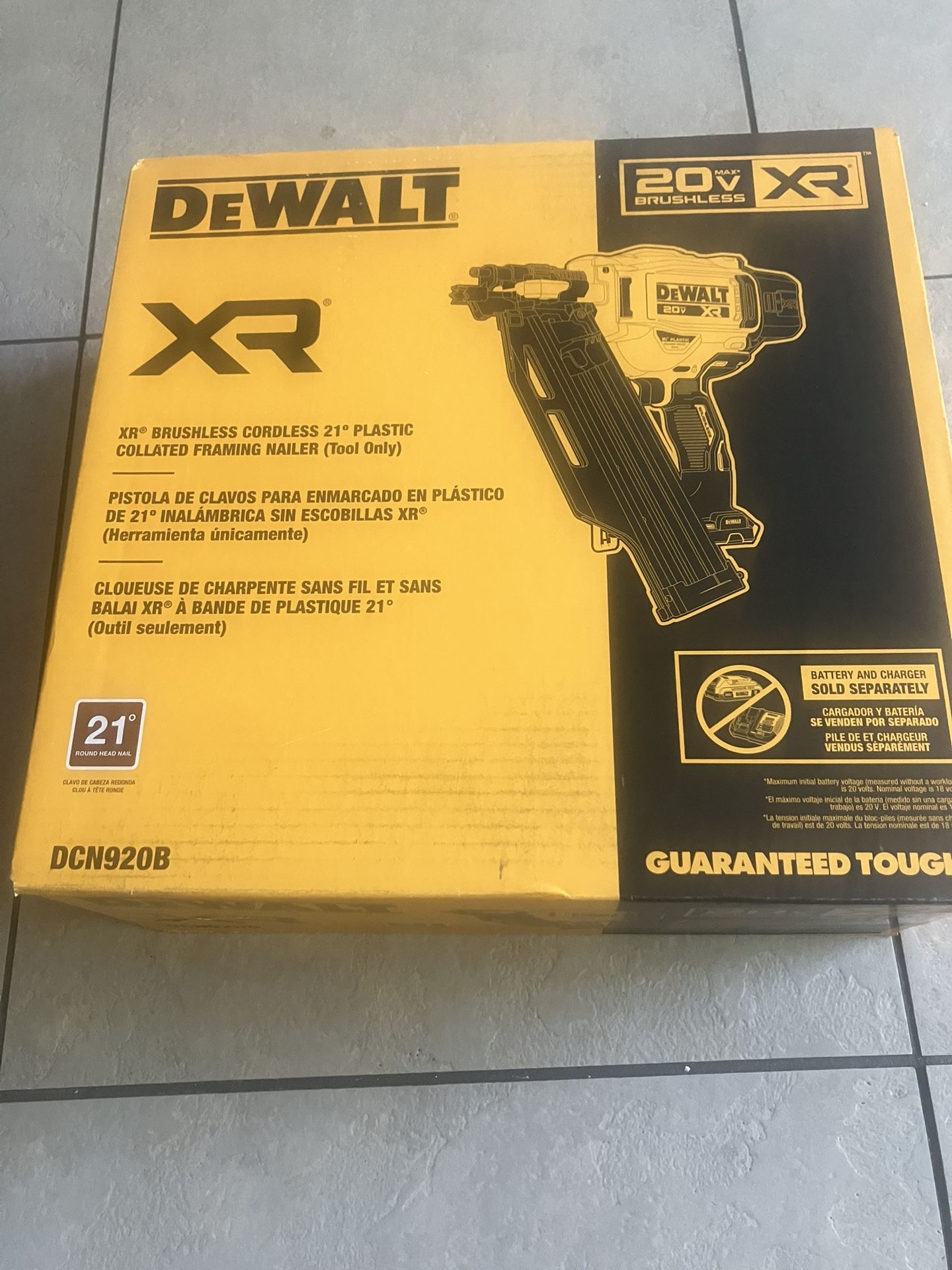 DEWALT 20V XR BRUSHLESS FRAMING NAILER 21-DEGREE TOOL-ONLY (DCN920B)