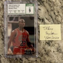 $75 -1992-93 CSG Mint 9 Michael Jordan Stadium Club #210