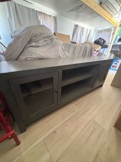 Modern Grey TV stand, with two doors