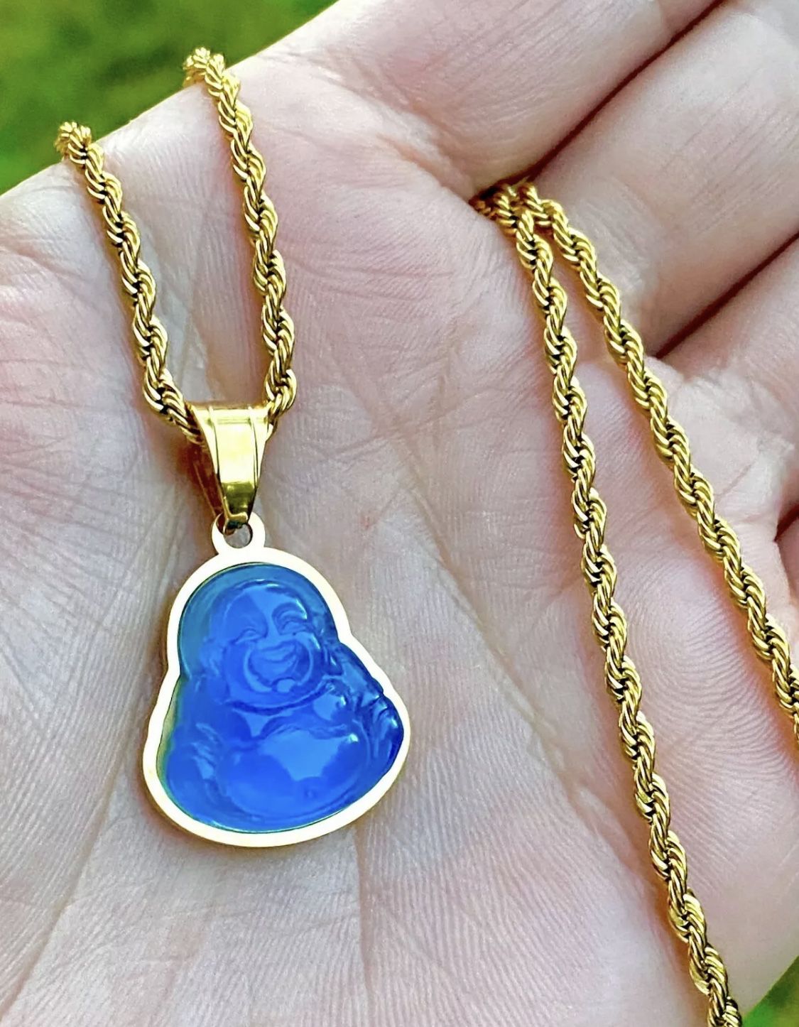 Small Buddha Pendant With Rope Chain 