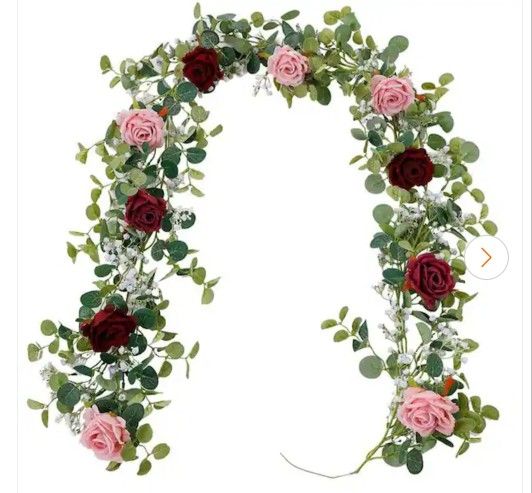 New 2 piece 5.91 ft. Artificial Eucalyptus Garland with roses and baby breath.