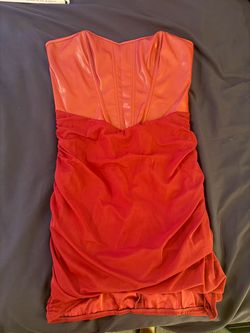 Faux leather mini ruched dress