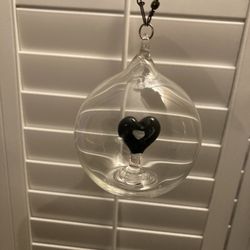 Glass Ball With Black Heart Christmas Ornament