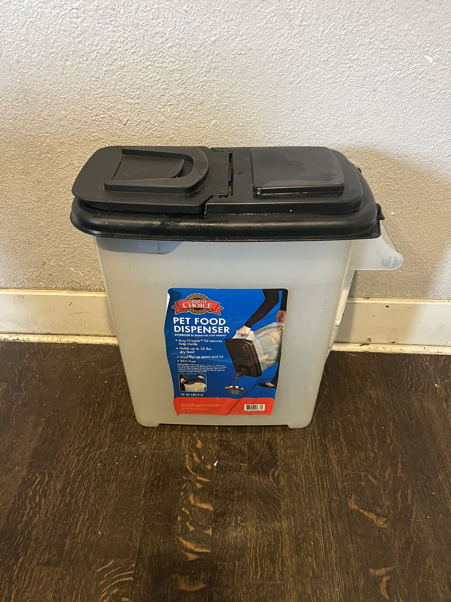 32 Qt. Pet Food Dispenser for Large Bags with Built-in Handle