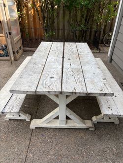 Rustic Farmhouse Outdoor Table with Benches