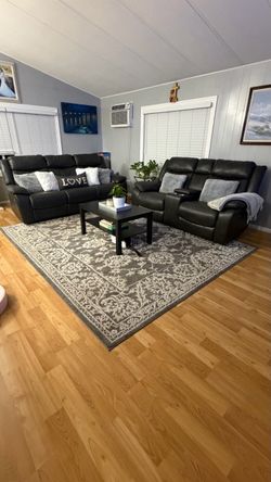 Dark gray reclining sofa set