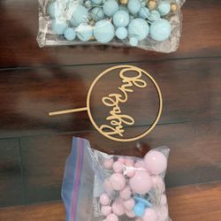Pink And Blue Cake Decorations 