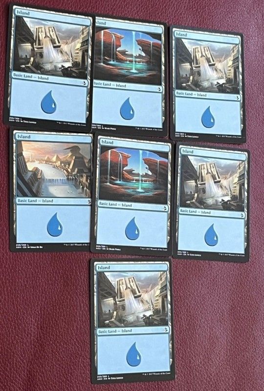Lot of 7 Magic the Gatering Amonkhet Blue Basic Land Island