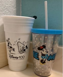 Minnie Mouse and 100th Disney celebration tumblers