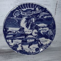 Souvenir of Vintage Jonroth Souvenir Plate Mohawk Trail Blue Transfer Ware 7.5" Massachusetts