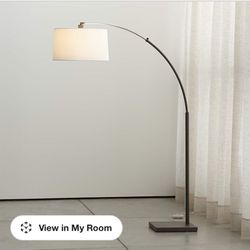 Crate & Barrel Arc Floor Lamp With Grey Shade 74”