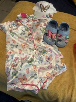 Butterfly Pajama Outfit With Blinged Matching Crocs