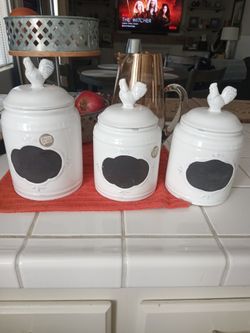 Set Of 3 Ceramic Containers 