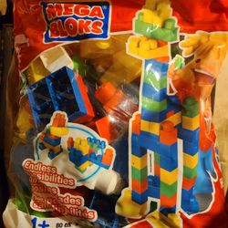 Mega Bloks for 1+ yr Olds, 80 pcs of blocks for a toddler to build with, in a zippered storage case. East, north, west