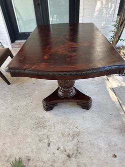 Vintage Ornate Dining Table + 4 Chairs | Carved Pedestal | Project Set