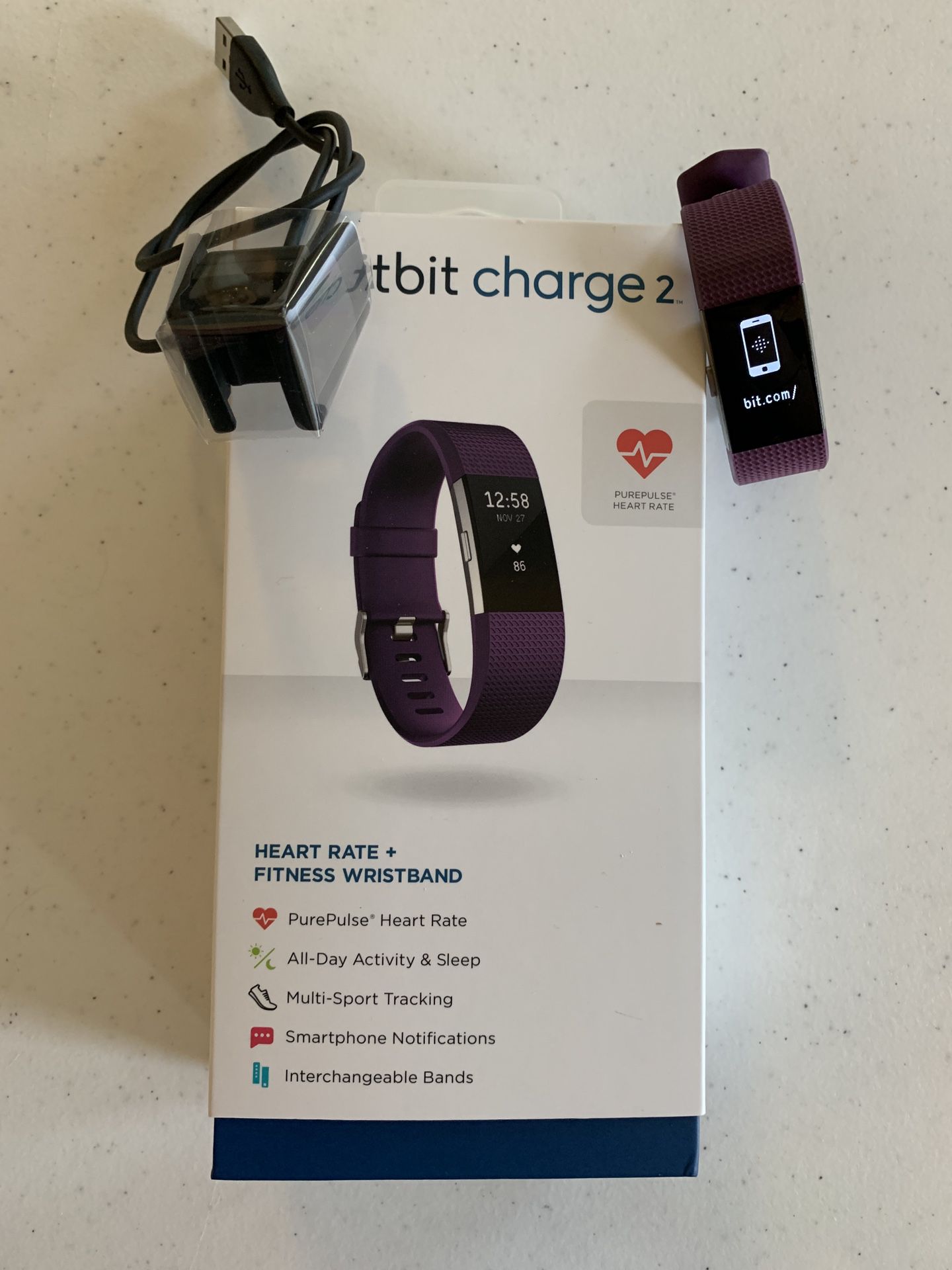 Fitbit Charge 2 (Plum, Large)