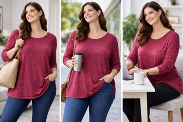 Catherine’s Plus Size 4X Burgundy Long Sleeve Tunic Top
