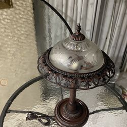 One Brown Metal Night Table Lamp. 21” H.