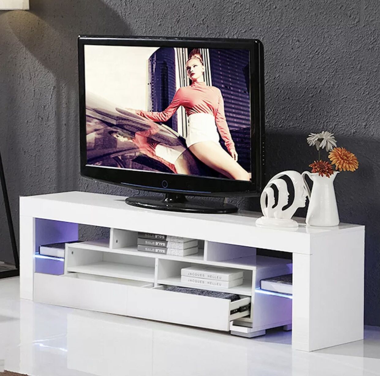 Brand new 63” TV stand entertainment center wall unit with L.E.D lights