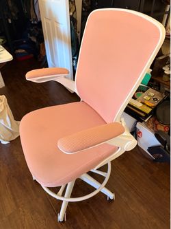 Pink Drafting Style Computer Chair