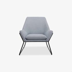 Feather Bronson Lounge Chair – Blue-Grey Fabric Armchair – Mid-Century Modern Accent Chair