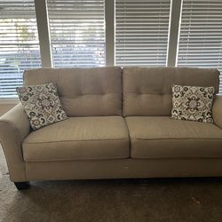 Ashley Furniture Ardmead Sofa - Tan Chenille, Tufted Back, Excellent Condition