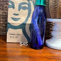 Blue Glass Starbucks Bottle 