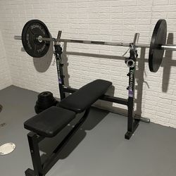Competitor workout Bench, 2 Bars, AND  255lbs of Weights