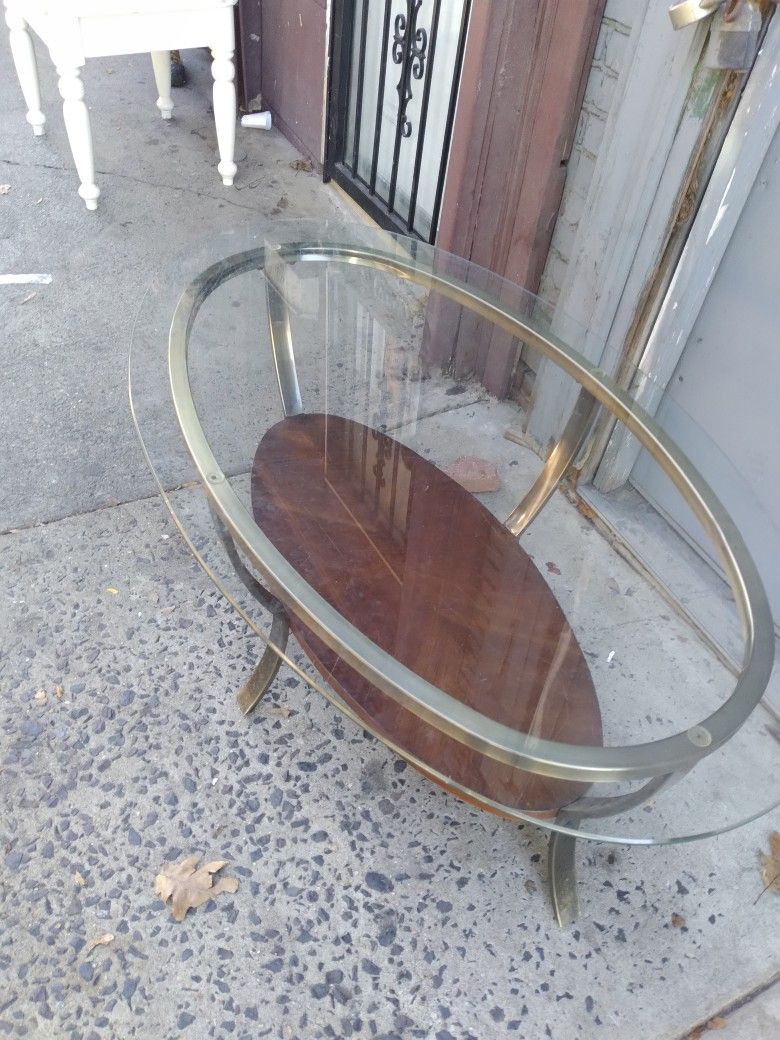 Glass Top Oval Coffee Table