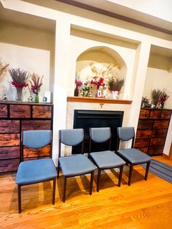 Four wood chairs