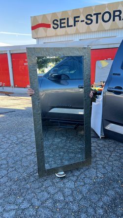 Large Floor Mirror with Gray Frame
