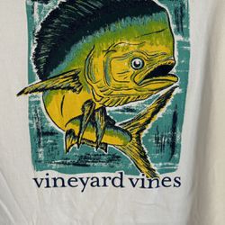 Vineyard Vines Men's Med White Short Sleeve Cotton Fishing T-shirt with Pocket