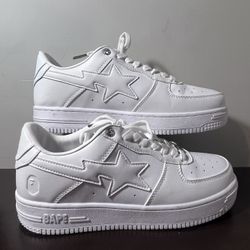 All White BAPE Shoes
