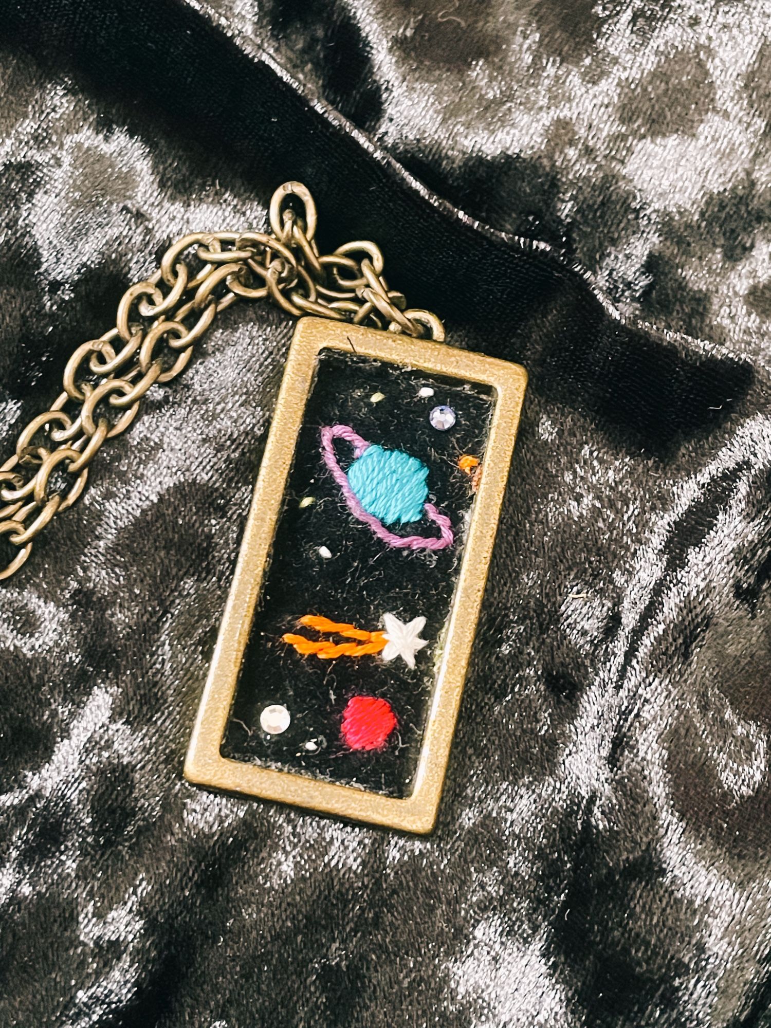 Embroidered Space Necklace