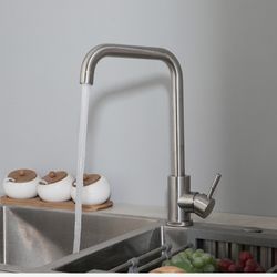 Swivel Spout Kitchen Sink Faucet Brushed Nickel Single Hole Mixer Deck Mount TapK15 $30