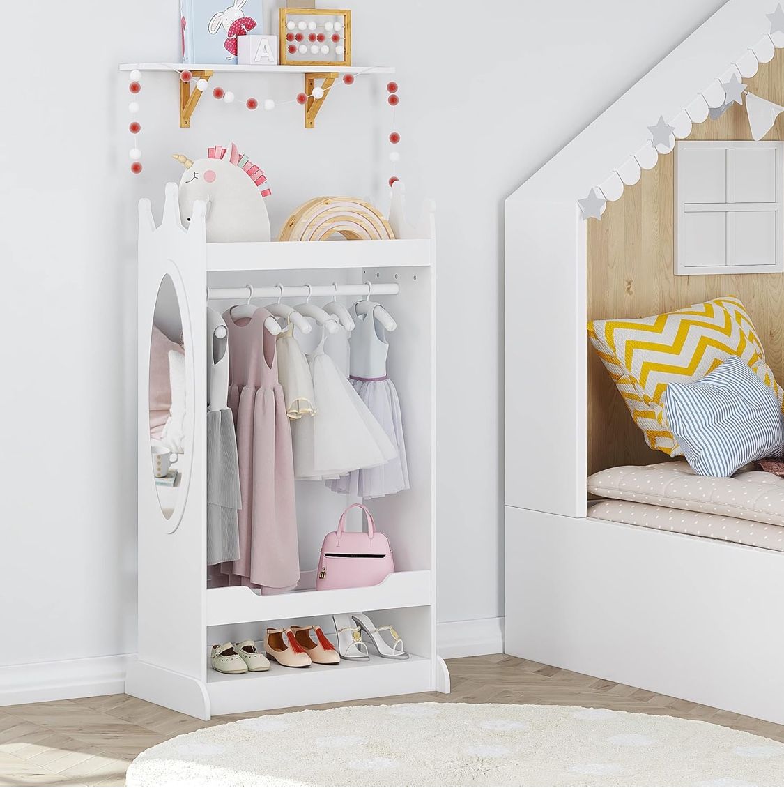 Children's open hanging closet (white)