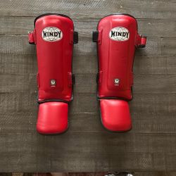 Windy  Muay Thai Shin Guards (Size: L, Color: Red)